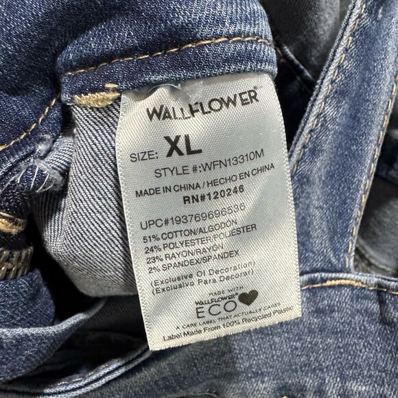 Wallflower Overalls Womens XL Blue Flare Stretch Modern Boho Festival Denim - Picture 11 of 16
